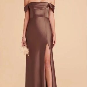 Mia Dress Shiny Satin Chocolate Brown